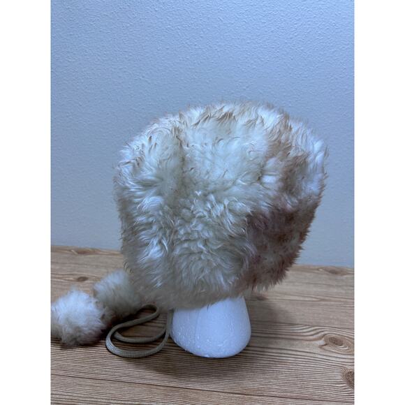 VTG Genuine Tuscan Lambskin Fur Trapper Hat 46 Italy Shearling Aviator Pom Pom - Picture 3 of 11